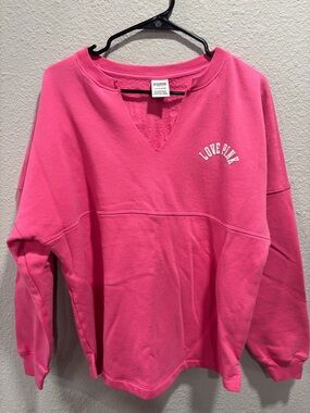 PINK Victoria's Secret Bright Pink Scoop-Neck Pullover with LOVE PINK Logo